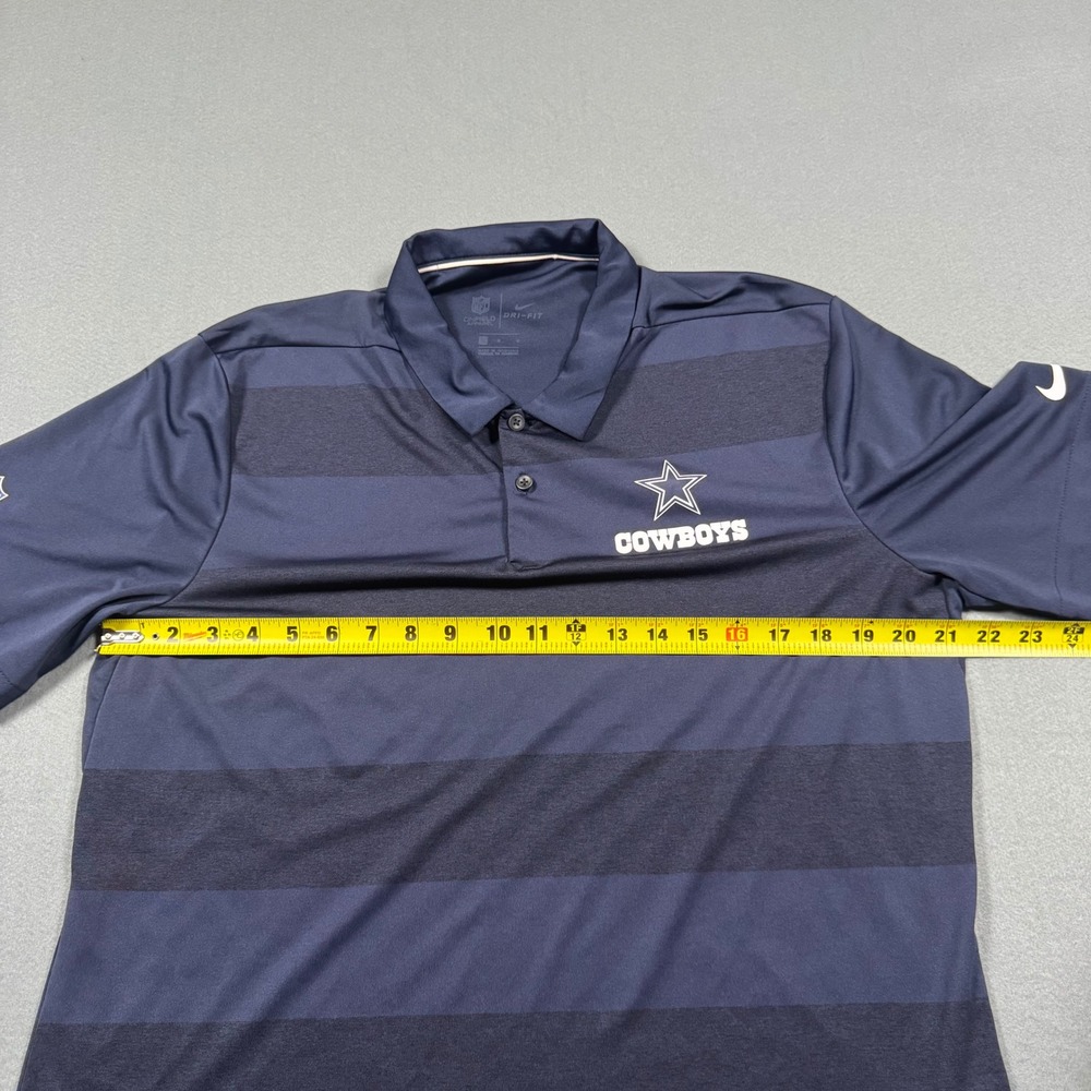 Nike Dallas Cowboys Polo Shirt Mens Large Navy Blue Striped NFL Dri-FIT Onfield - Picture 5 of 12